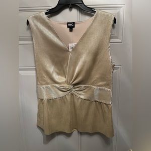 .N.C. International Concepts Gold Twist-Front Sleeveless Top NWT size Large